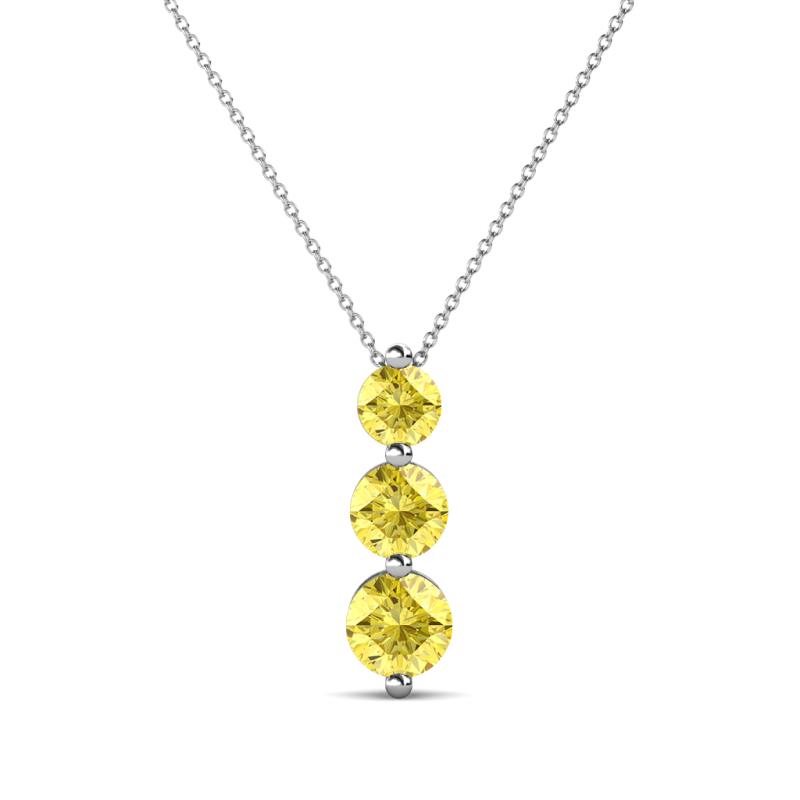 Kesha (4mm) Round Yellow Sapphire Graduated Three Stone Drop Pendant 