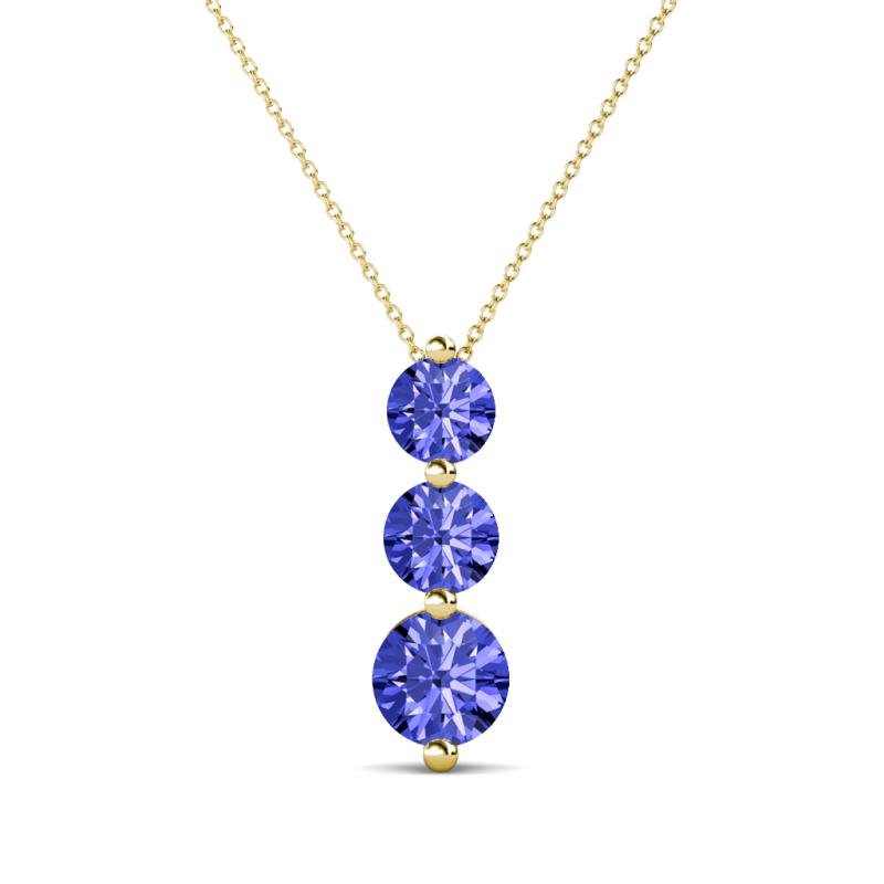 Kesha (4.2mm) Round Tanzanite Graduated Three Stone Drop Pendant 