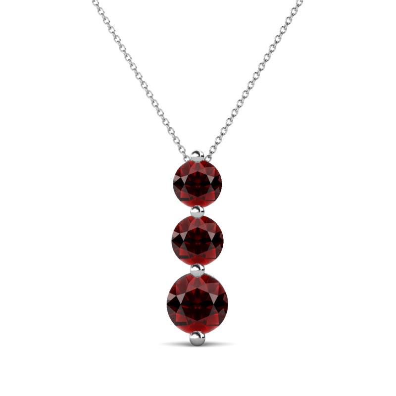 Kesha (4.2mm) Round Red Garnet Graduated Three Stone Drop Pendant 
