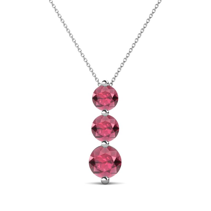 Kesha (4.2mm) Round Rhodolite Garnet Graduated Three Stone Drop Pendant 