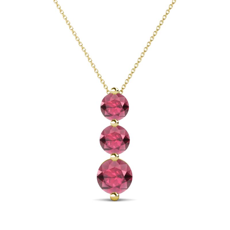 Kesha (4.2mm) Round Rhodolite Garnet Graduated Three Stone Drop Pendant 