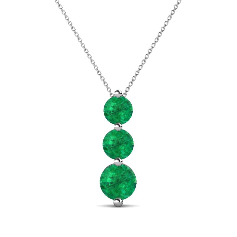 Kesha (4.2mm) Round Emerald Graduated Three Stone Drop Pendant 