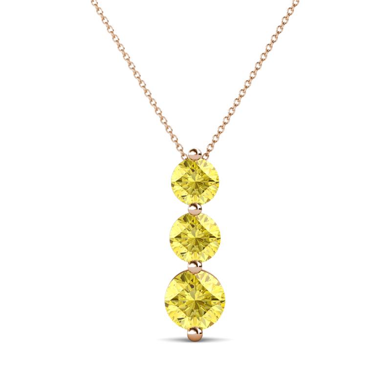 Kesha (4.2mm) Round Yellow Sapphire Graduated Three Stone Drop Pendant 
