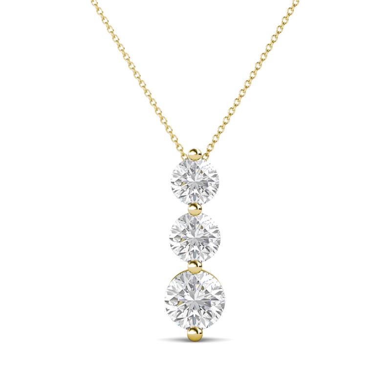 Kesha (4.2mm) Round White Sapphire Graduated Three Stone Drop Pendant 