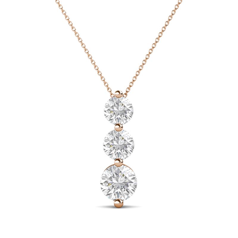 Kesha (4.2mm) Round White Sapphire Graduated Three Stone Drop Pendant 