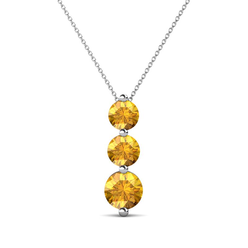 Kesha (4.2mm) Round Citrine Graduated Three Stone Drop Pendant 
