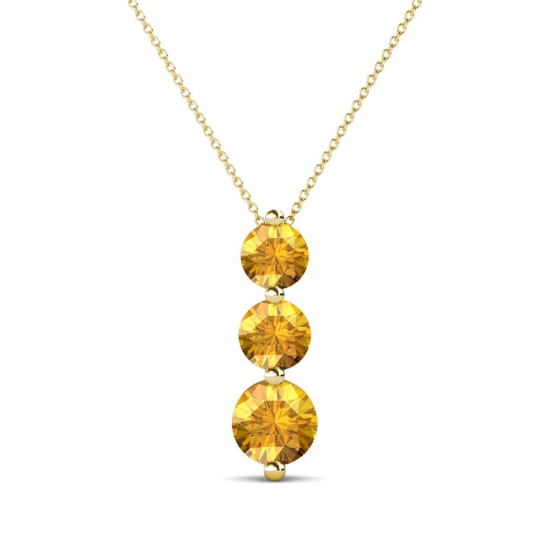 Kesha (4.2mm) Round Citrine Graduated Three Stone Drop Pendant 