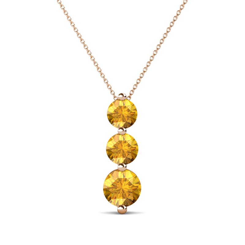 Kesha (4.2mm) Round Citrine Graduated Three Stone Drop Pendant 