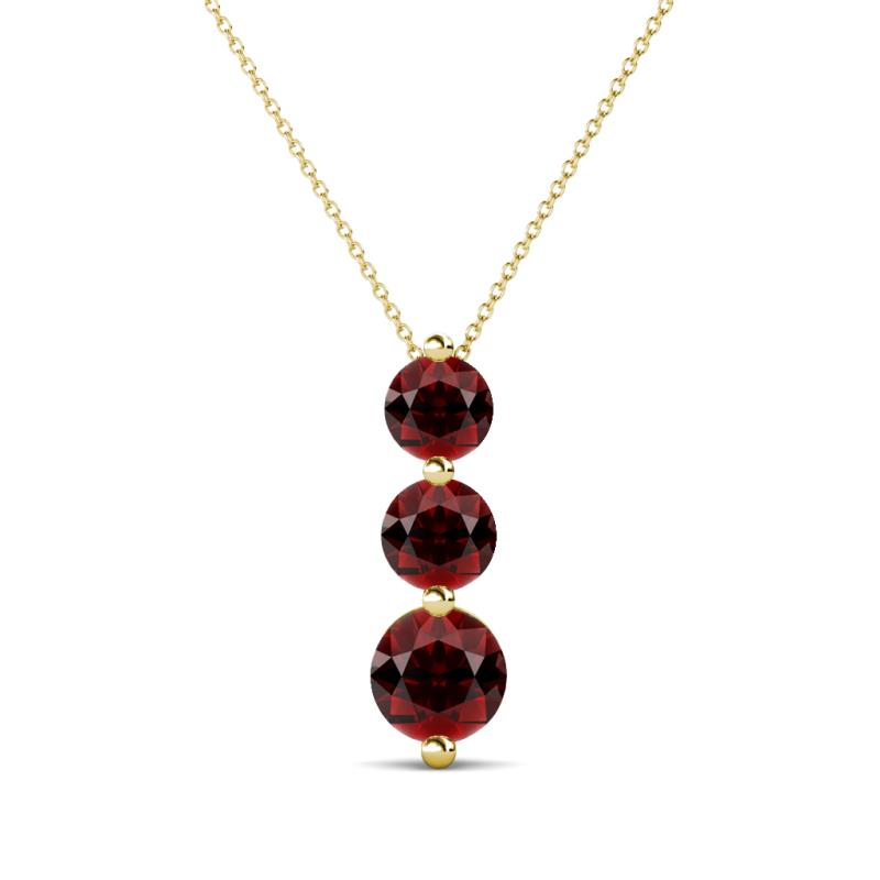 Kesha (4.2mm) Round Red Garnet Graduated Three Stone Drop Pendant 