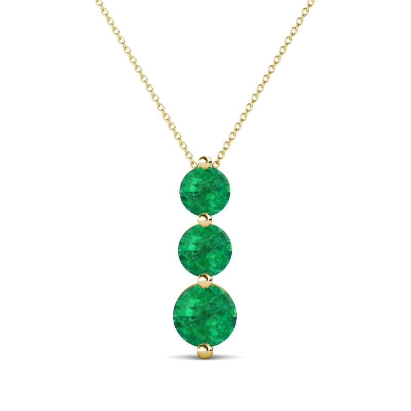 Kesha (4.2mm) Round Emerald Graduated Three Stone Drop Pendant 