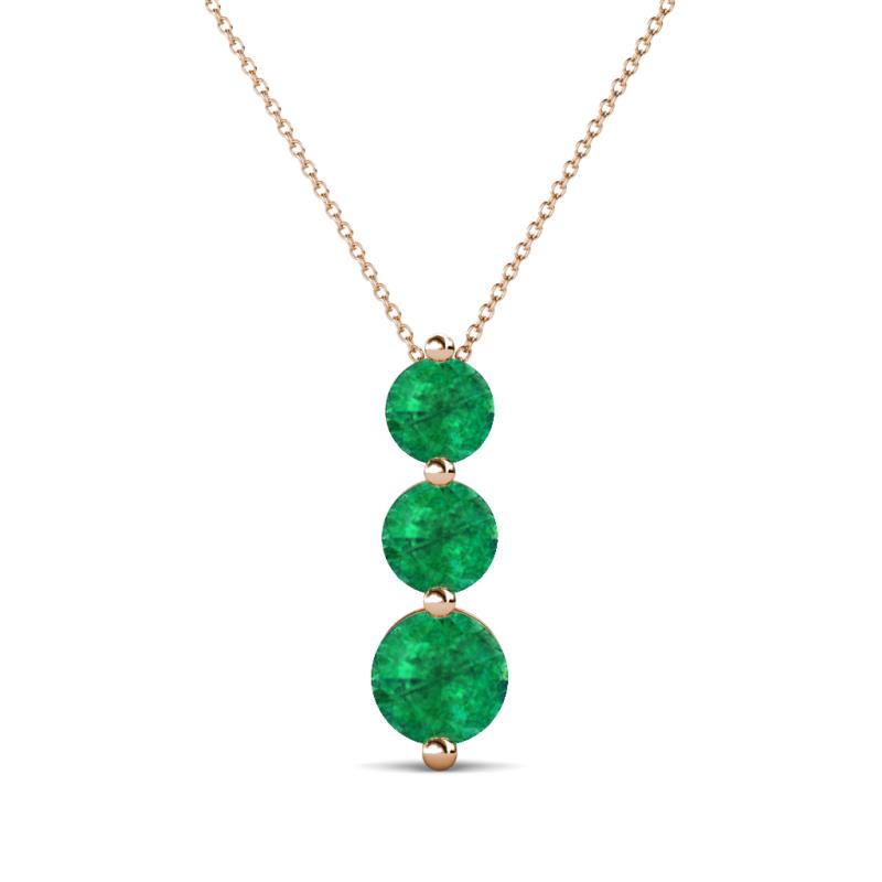 Kesha (4.2mm) Round Emerald Graduated Three Stone Drop Pendant 