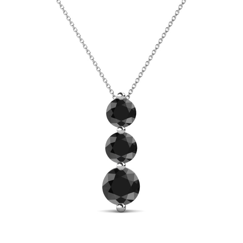 Kesha (4.2mm) Round Black Diamond Graduated Three Stone Drop Pendant 