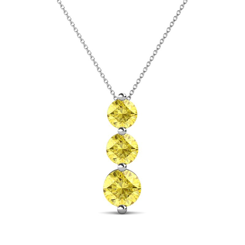 Kesha (4.2mm) Round Yellow Sapphire Graduated Three Stone Drop Pendant 