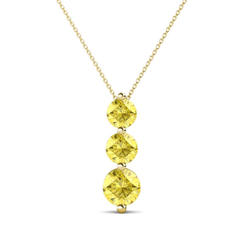 Kesha (4.2mm) Round Yellow Sapphire Graduated Three Stone Drop Pendant 