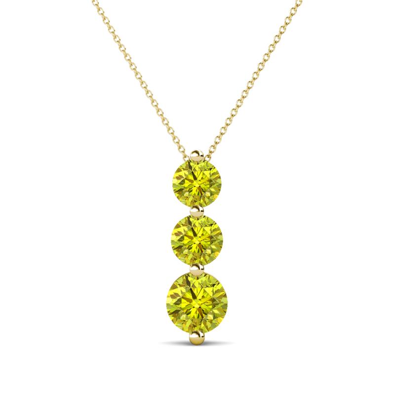 Kesha (4.2mm) Round Yellow Diamond Graduated Three Stone Drop Pendant 