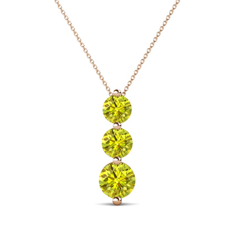 Kesha (4.2mm) Round Yellow Diamond Graduated Three Stone Drop Pendant 