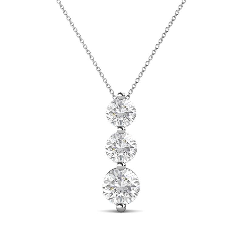 Kesha (4.2mm) Round White Sapphire Graduated Three Stone Drop Pendant 