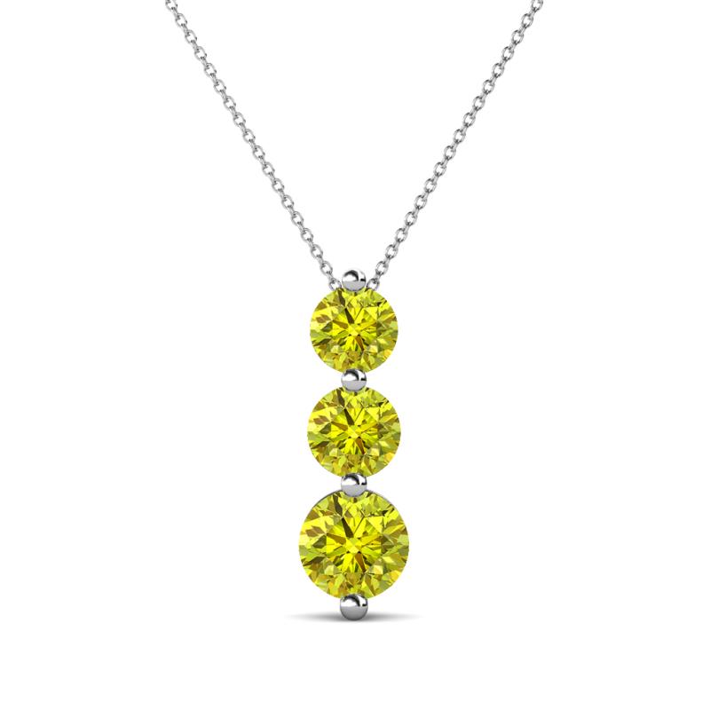Kesha (4.2mm) Round Yellow Diamond Graduated Three Stone Drop Pendant 