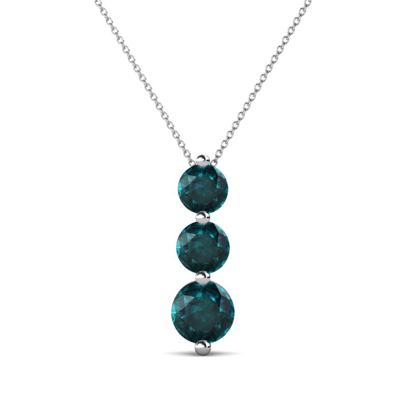 Kesha (4.2mm) Round London Blue Topaz Graduated Three Stone Drop Pendant 