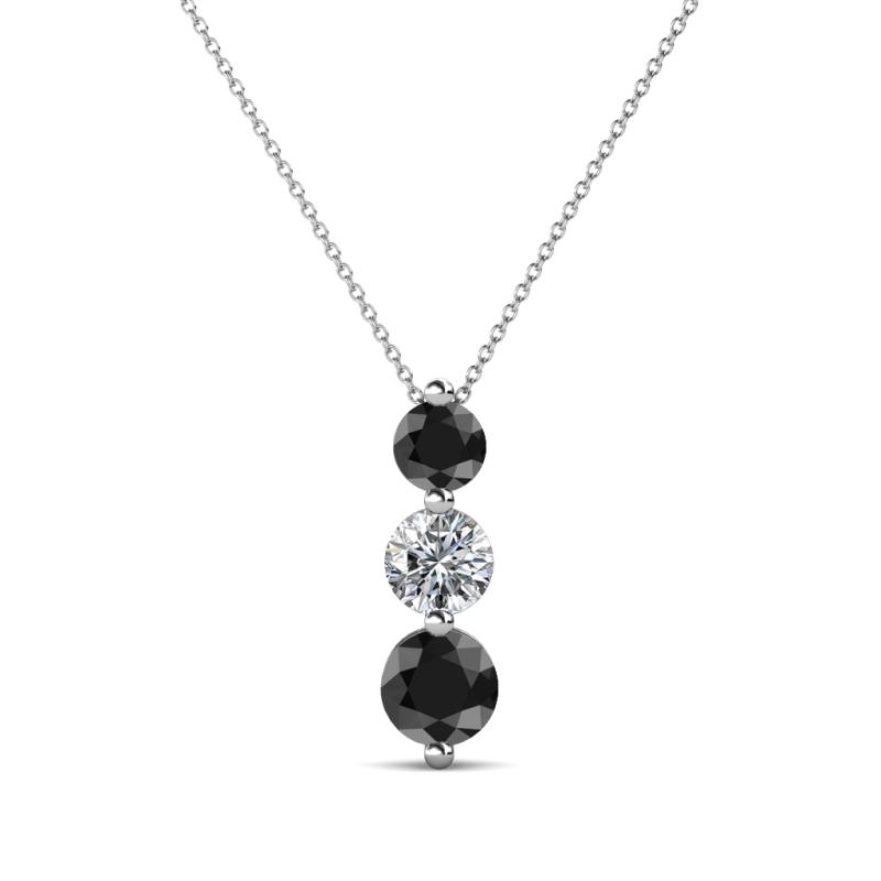 Kesha (4mm) Round Black and White Diamond Graduated Three Stone Drop Pendant 