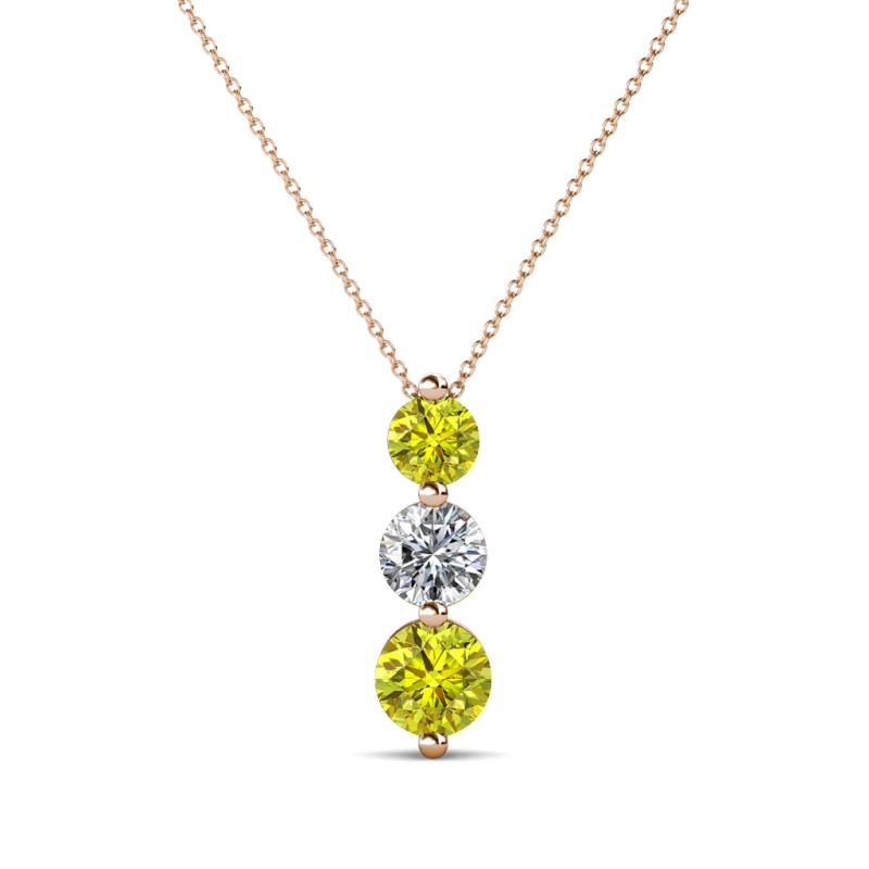 Kesha (4mm) Round Yellow and White Diamond Graduated Three Stone Drop Pendant 
