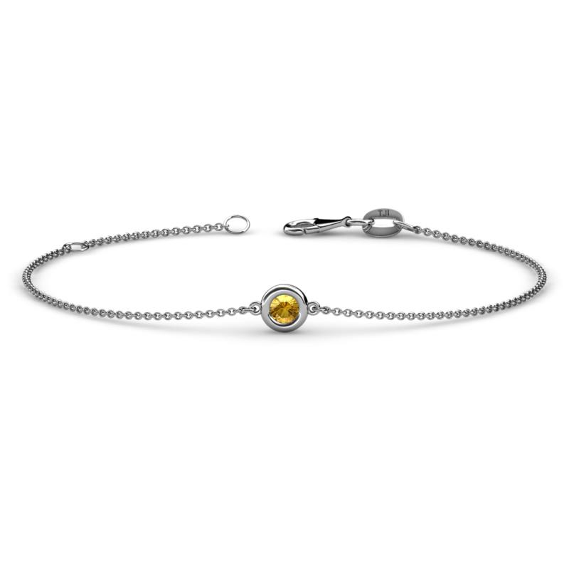 Alys (3.5 mm) Round Citrine Solitaire Station Minimalist Bracelet 