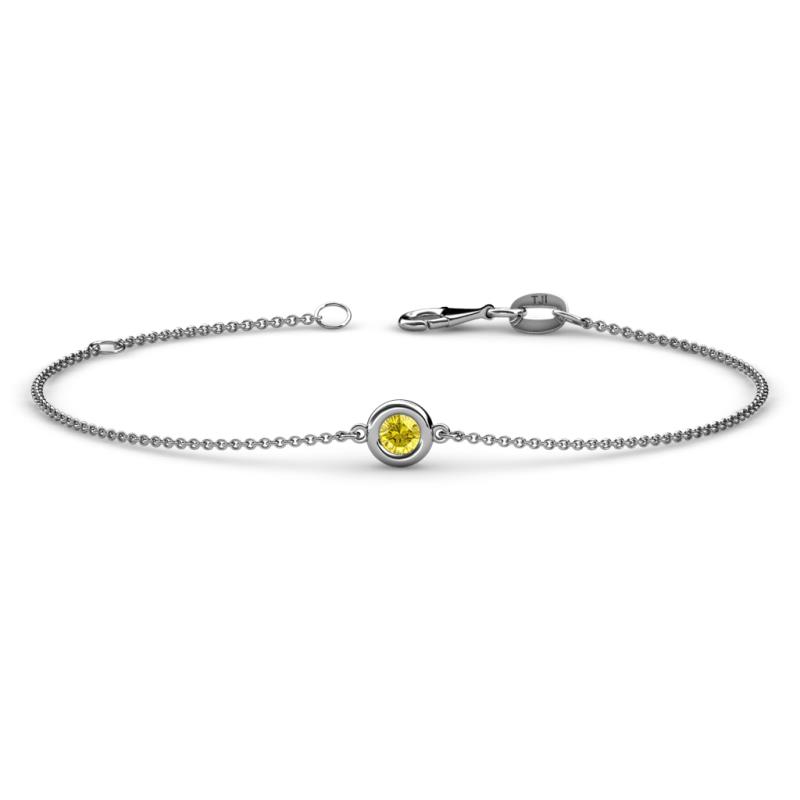 Alys (3.5 mm) Round Yellow Sapphire Solitaire Station Minimalist Bracelet 