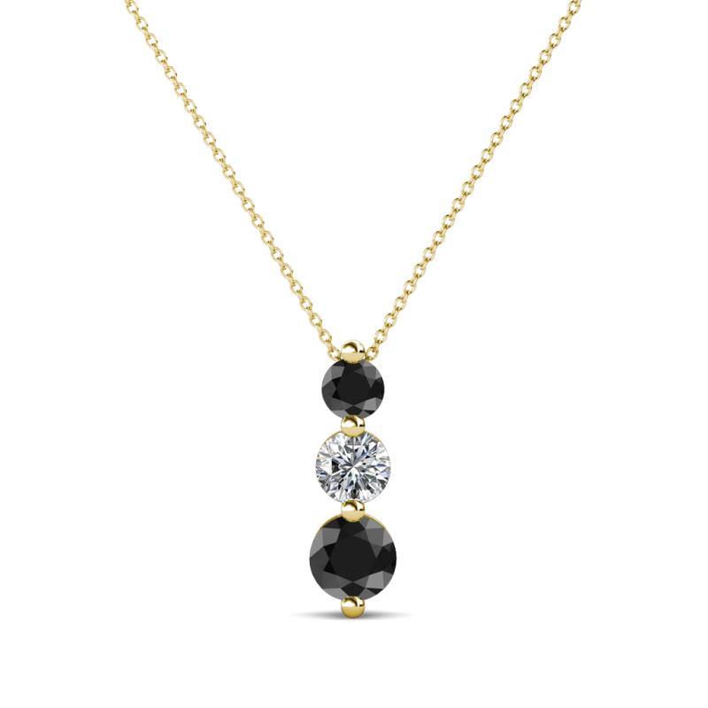 Kesha (4.2mm) Round Black and White Diamond Graduated Three Stone Drop Pendant 