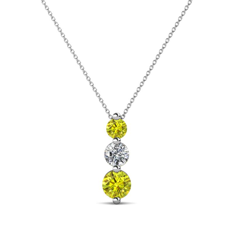 Kesha (4.2mm) Round Yellow and White Diamond Graduated Three Stone Drop Pendant 