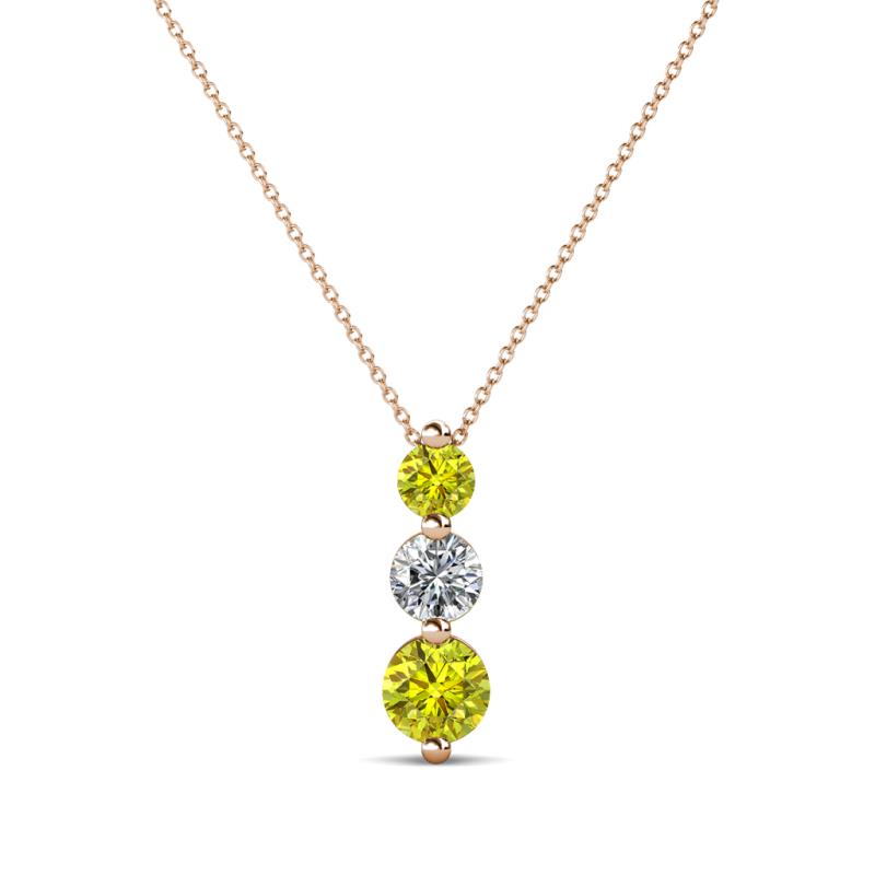 Kesha (4.2mm) Round Yellow and White Diamond Graduated Three Stone Drop Pendant 