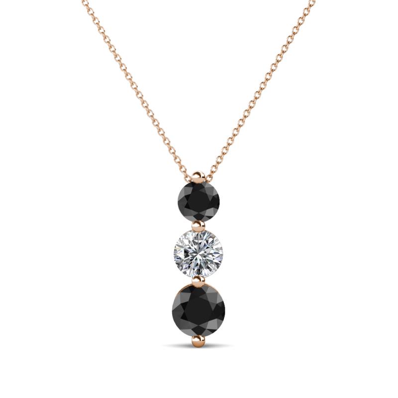 Kesha (4mm) Round Black Diamond and White Lab Grown Diamond Graduated Three Stone Drop Pendant 