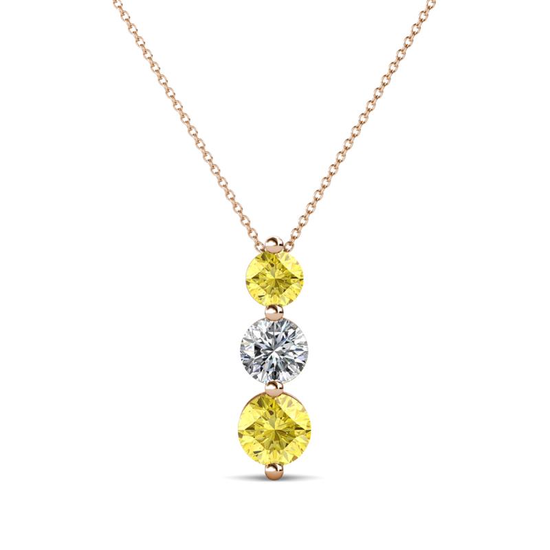 Kesha (4mm) Round Yellow Sapphire and Lab Grown Diamond Graduated Three Stone Drop Pendant 