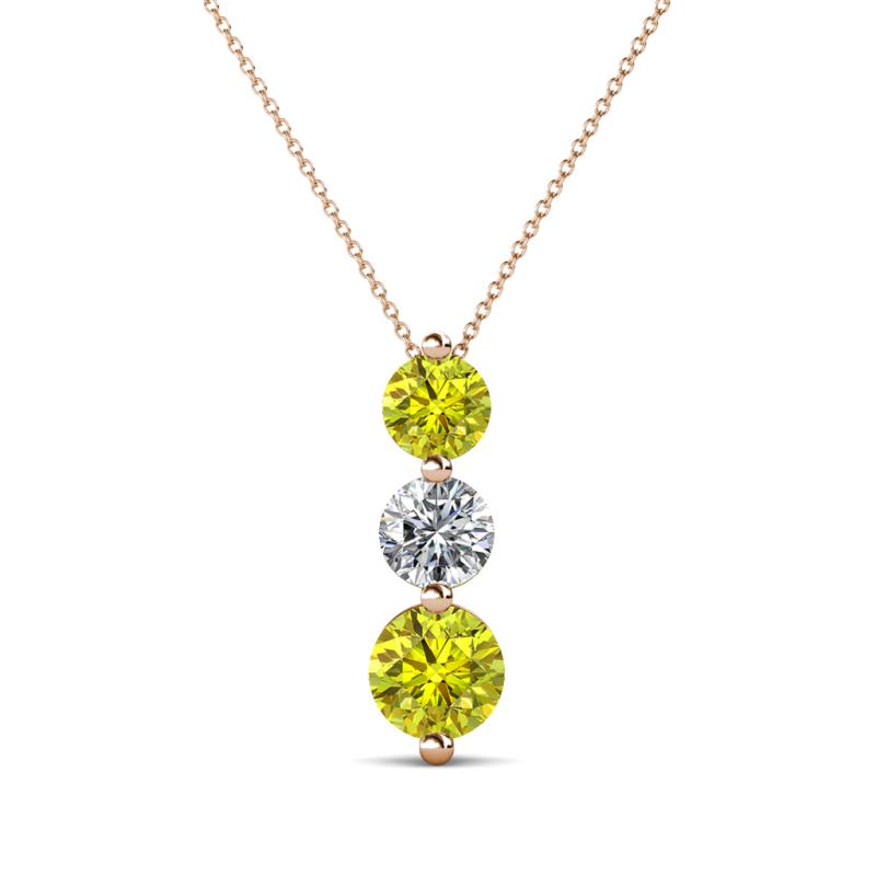 Kesha (4.2mm) Round Yellow Diamond and White Lab Grown Diamond Graduated Three Stone Drop Pendant 