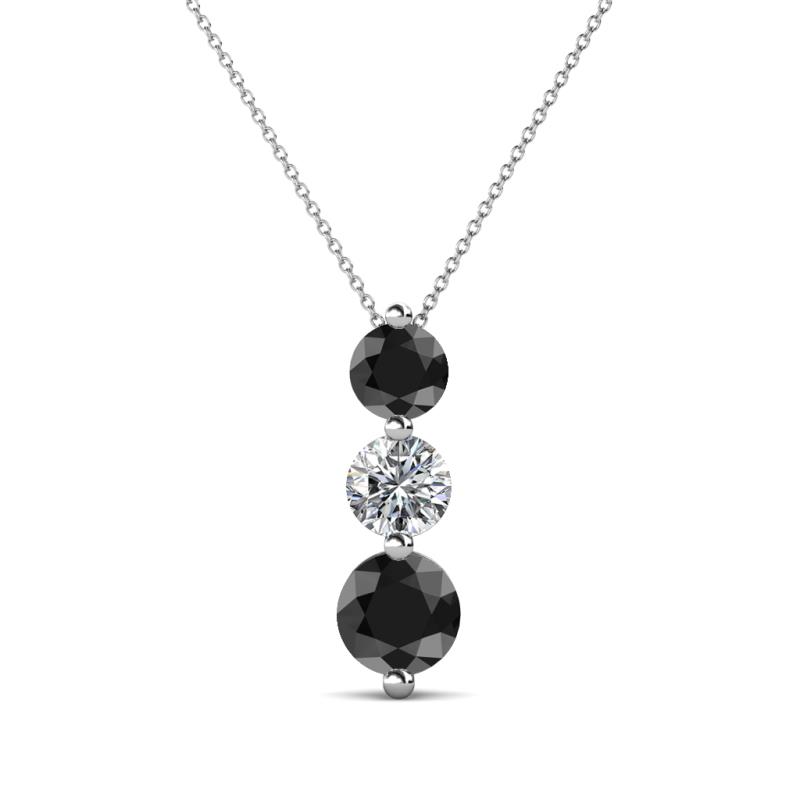 Kesha (4.2mm) Round Black Diamond and White Lab Grown Diamond Graduated Three Stone Drop Pendant 