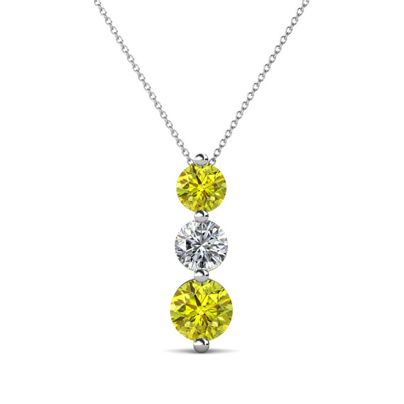 Kesha (4.2mm) Round Yellow Diamond and White Lab Grown Diamond Graduated Three Stone Drop Pendant 