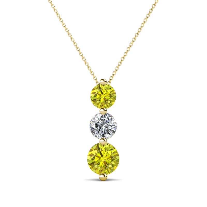 Kesha (4.2mm) Round Yellow Diamond and White Lab Grown Diamond Graduated Three Stone Drop Pendant 