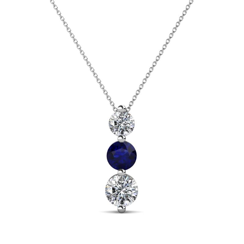 Kesha 0.88 ctw Round Blue Sapphire and Lab Grown Diamond Graduated Three Stone Drop Pendant 
