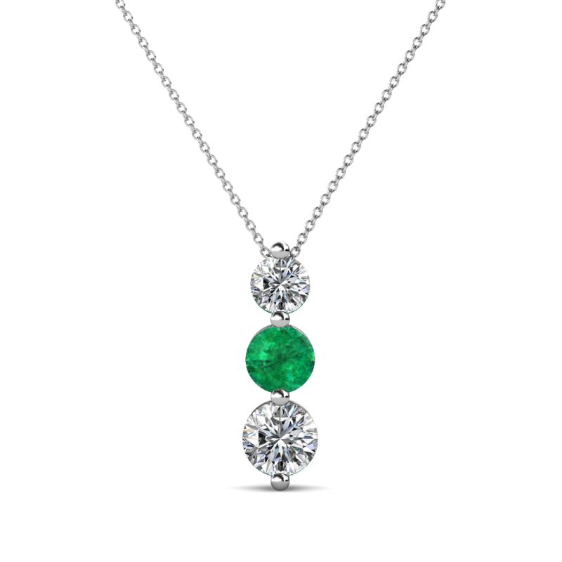 Kesha 0.75 ctw Round Emerald and Lab Grown Diamond Graduated Three Stone Drop Pendant 