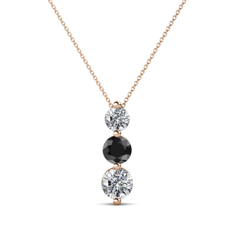 Kesha 0.77 ctw Round Black Diamond and White Lab Grown Diamond Graduated Three Stone Drop Pendant 