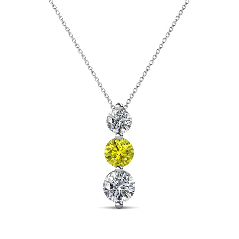 Kesha 0.75 ctw Round Yellow Diamond and White Lab Grown Diamond Graduated Three Stone Drop Pendant 
