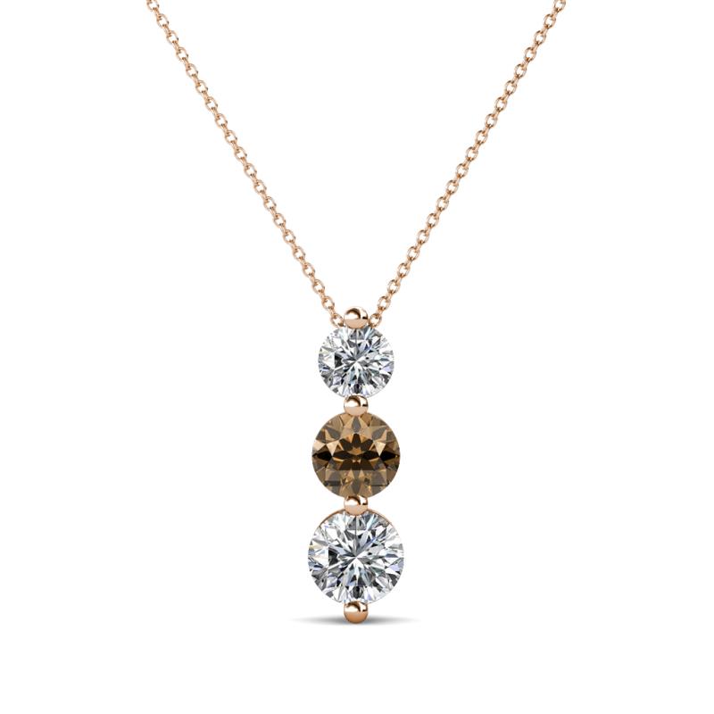 Kesha 0.74 ctw Round Smoky Quartz and Lab Grown Diamond Graduated Three Stone Drop Pendant 