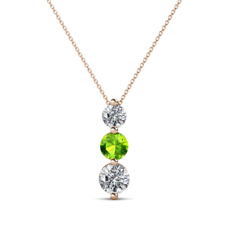 Kesha 0.82 ctw Round Peridot and Lab Grown Diamond Graduated Three Stone Drop Pendant 
