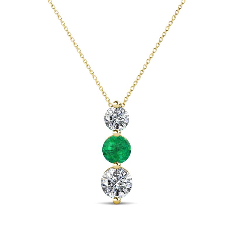 Kesha 0.75 ctw Round Emerald and Lab Grown Diamond Graduated Three Stone Drop Pendant 