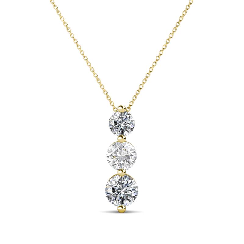 Kesha 0.76 ctw Round White Sapphire and Lab Grown Diamond Graduated Three Stone Drop Pendant 