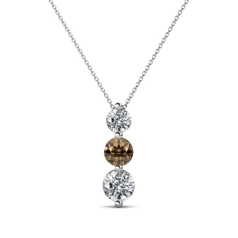 Kesha 0.74 ctw Round Smoky Quartz and Lab Grown Diamond Graduated Three Stone Drop Pendant 
