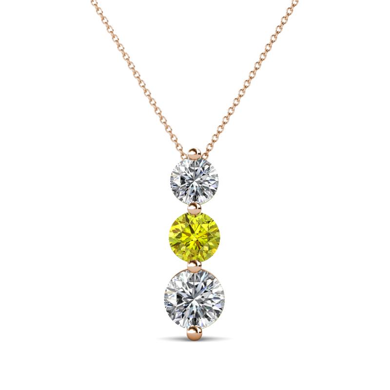 Kesha (4.2mm) Round Yellow and White Diamond Graduated Three Stone Drop Pendant 