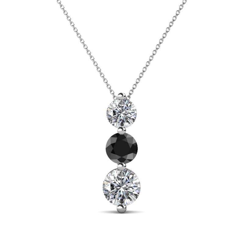 Kesha (4.2mm) Round Black and White Diamond Graduated Three Stone Drop Pendant 