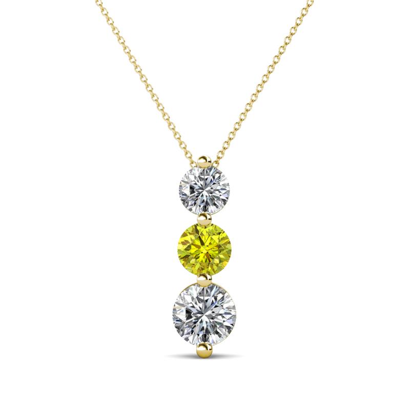 Kesha (4.2mm) Round Yellow Diamond and White Lab Grown Diamond Graduated Three Stone Drop Pendant 
