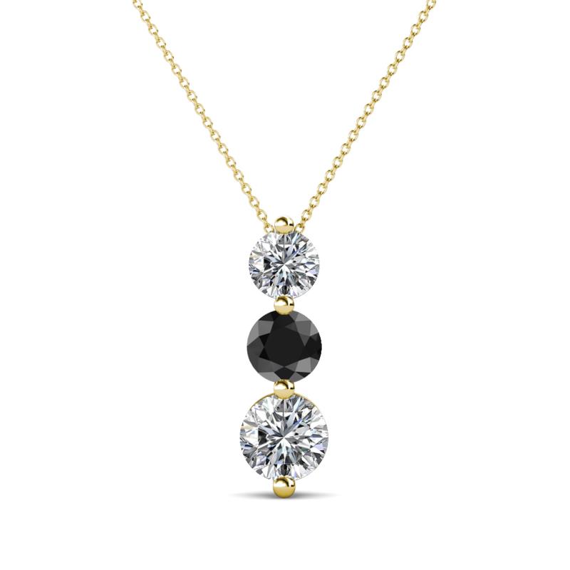 Kesha (4.2mm) Round Black Diamond and White Lab Grown Diamond Graduated Three Stone Drop Pendant 