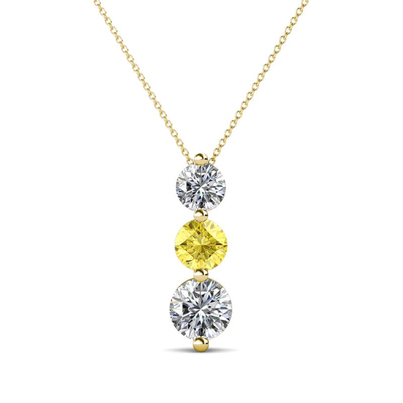 Kesha (4.2mm) Round Yellow Sapphire and Lab Grown Diamond Graduated Three Stone Drop Pendant 
